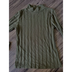 Olive Green Ribbed Women's Blouse